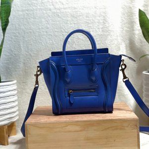 Celine Nano Luggage Bag in Drummed CalfSkin - Blue